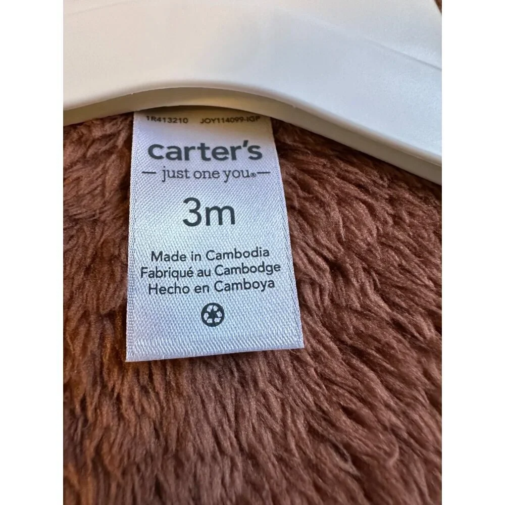 Carter’s Teddy Bear Cozy Bodysuit Size 3M NWT